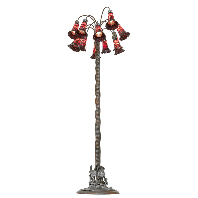 Tiffany Pond Lily Floor Lamp, Red
