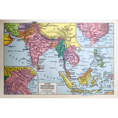 Map Of Southeast Asia Dating From 1889 by Gwengoat - Wrapped Canvas Print
