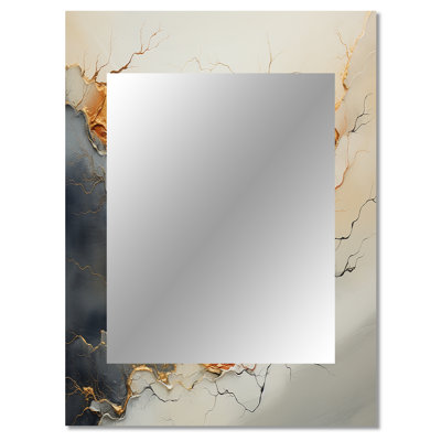 Minimalism River Mountain Wonders - River Unique Wall Mirror, Traditional Mirror, Printed Metal Art