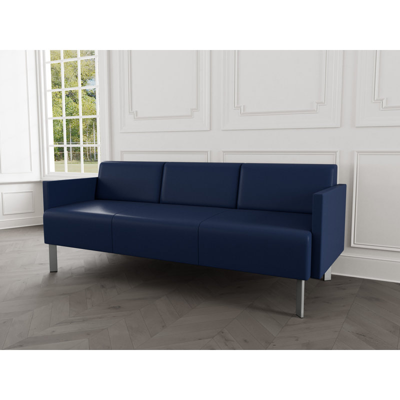 Luxe Lounge Reception Sofa, Silver Steel, Modena Ink