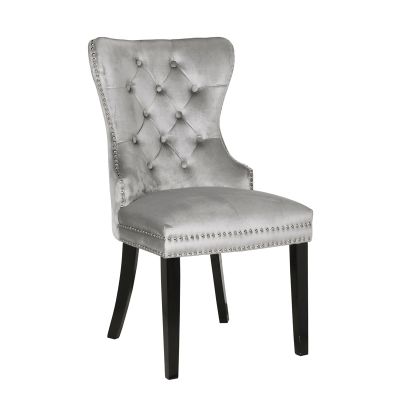 Chaise parsons rembourrée en velours Kamryn, Gris clair