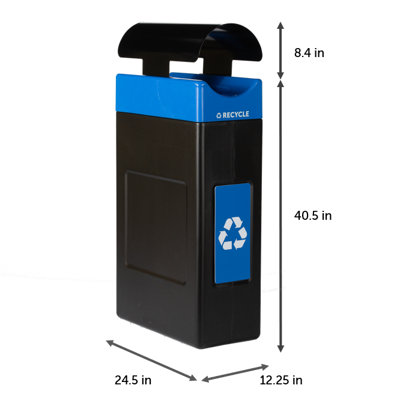 Contenant de recyclage Commercial Zone Avante, unité de 55 gallons avec couvercle de pavillon, doublure incluse