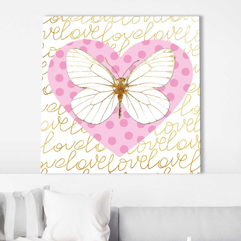 «Butterfly Love (Pink) (Square)» par Jodi - impression, H 36 po x l 36 po x 1,5 po, Toile tendue
