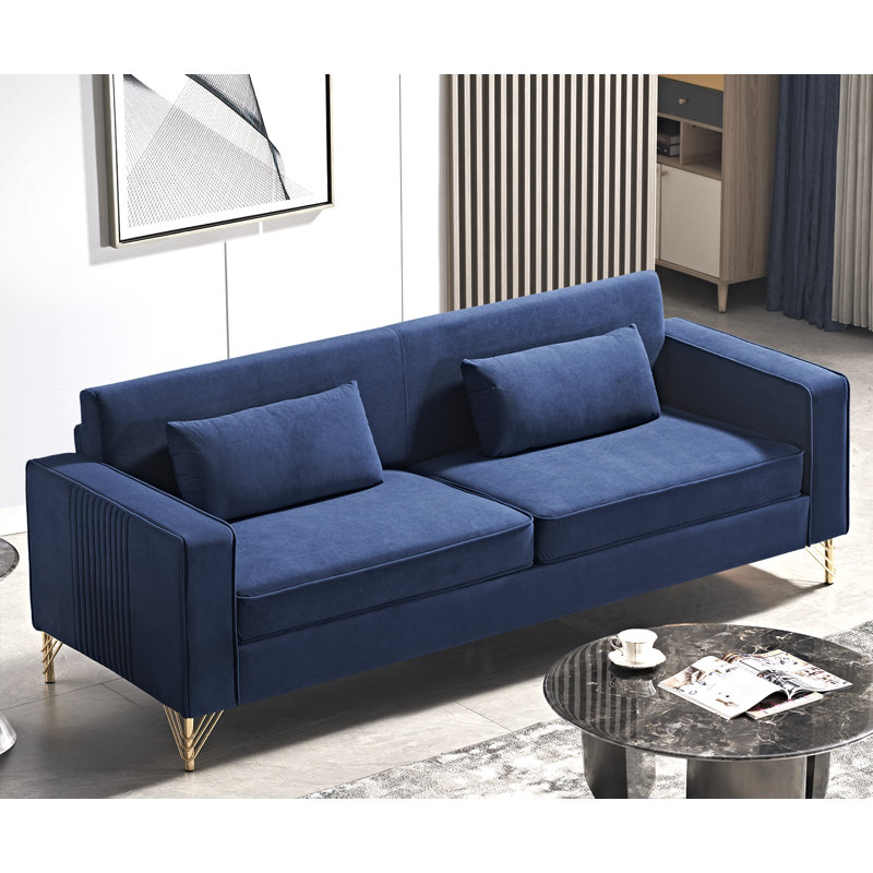 Canapé en velours de 85,8 po Nathally, Velours bleu