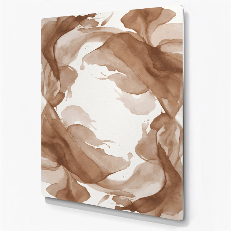 Aquarelle abstraite 22, art mural en métal beige, H 14 po x l 11 po