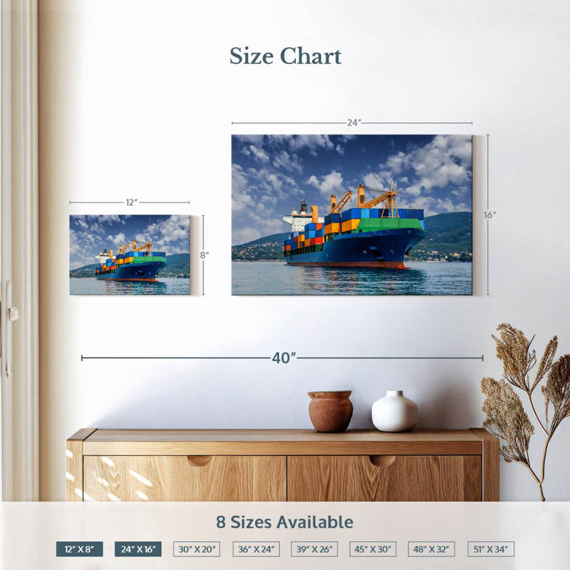 Mehar Merchant Container Ship, 16" H x 24" W