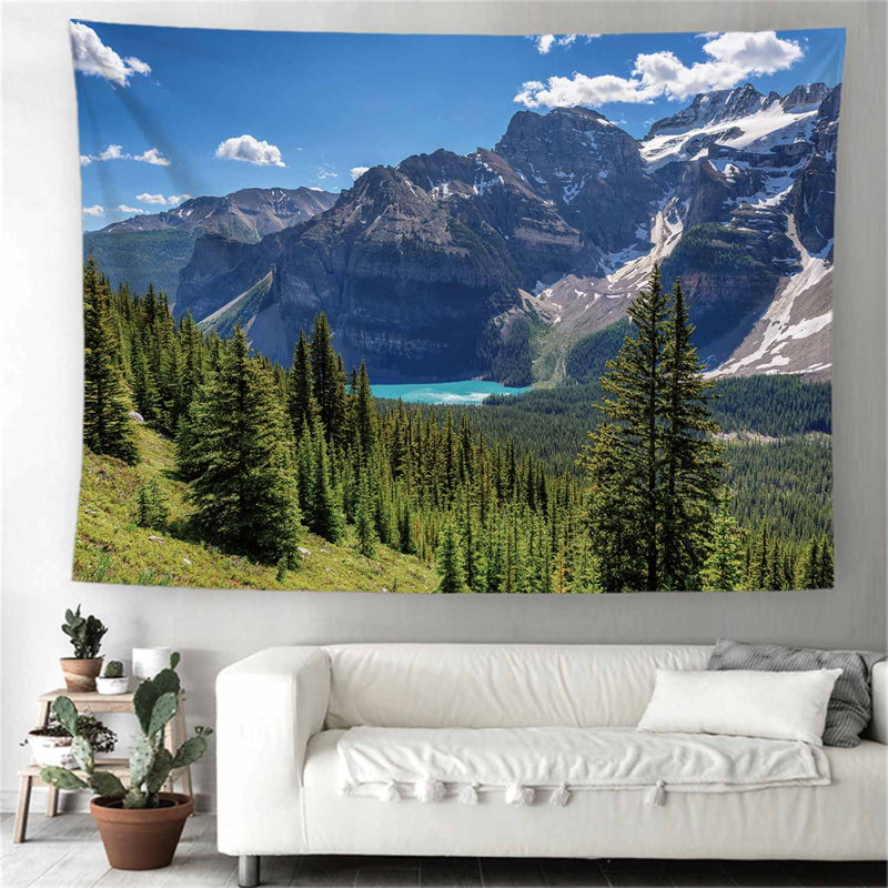 Décoration murale tapisserie naturelle du lac Moraine avec accessoire de suspension incluse