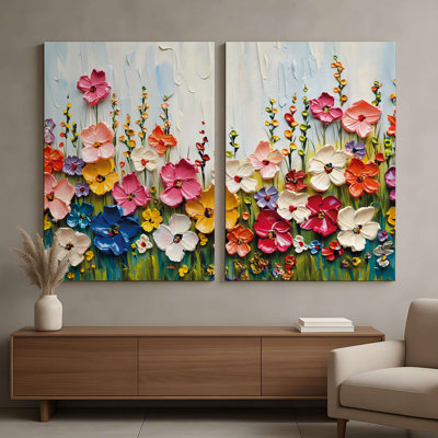 Superbes peintures décoratives sur toile (2 pièces), 63,0 po x 47,2 po | 100% toile (épaisseur: 0,1 pouce) et cadre 100% bois de pin | Parfait pour le salon, la chambre à coucher et le bureau, art mural élégant