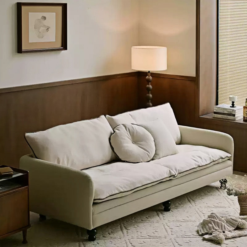 Light Retro Fabric Straight Sofa