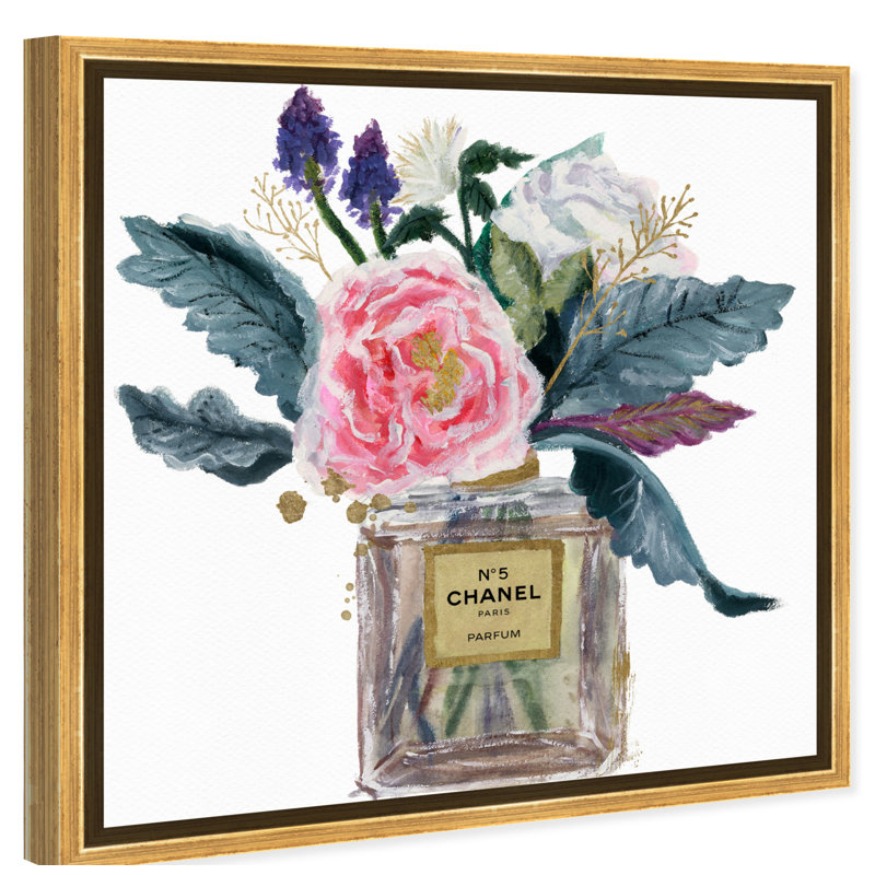 " Fashion And Glam Eau De Peony Perfume ", 24" H x 24" W, Gold Framed