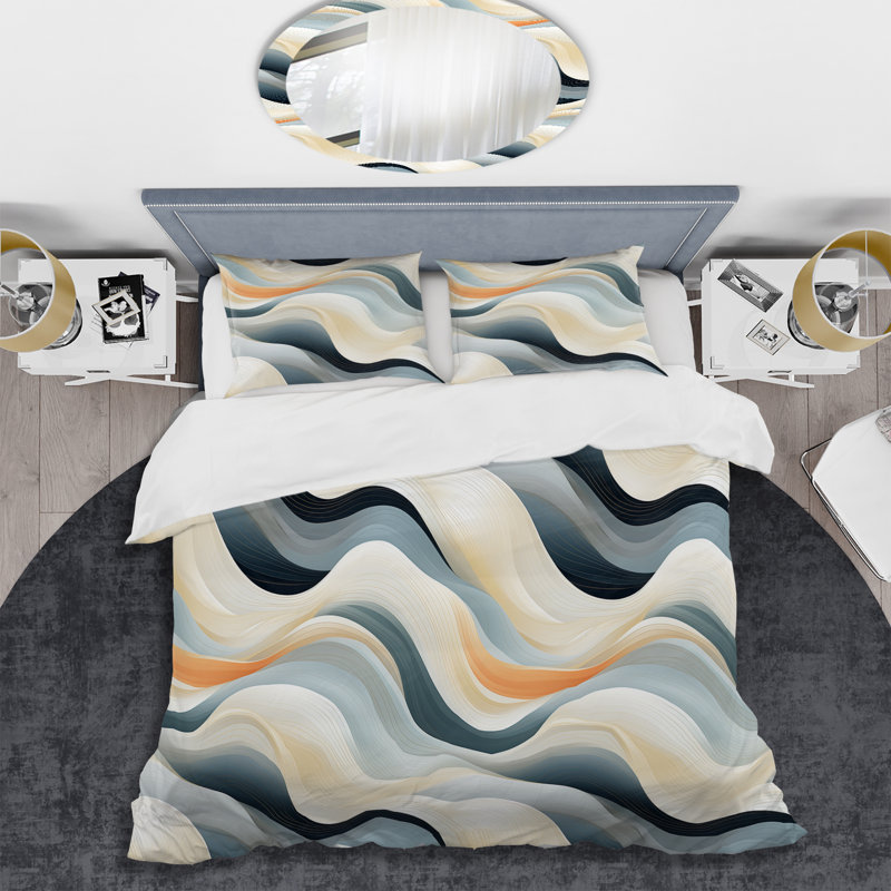 Coastal Reflections - Ensemble de housse de couette abstrait - Microfibre de polyester