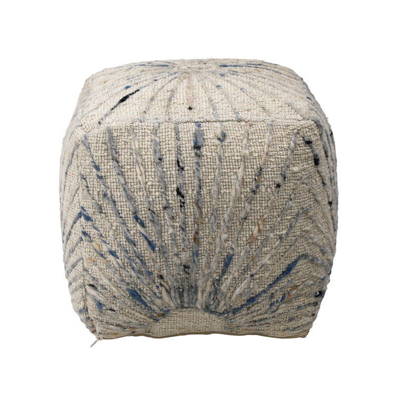 Kathleen Wool Upholstered Ottoman, Ivory