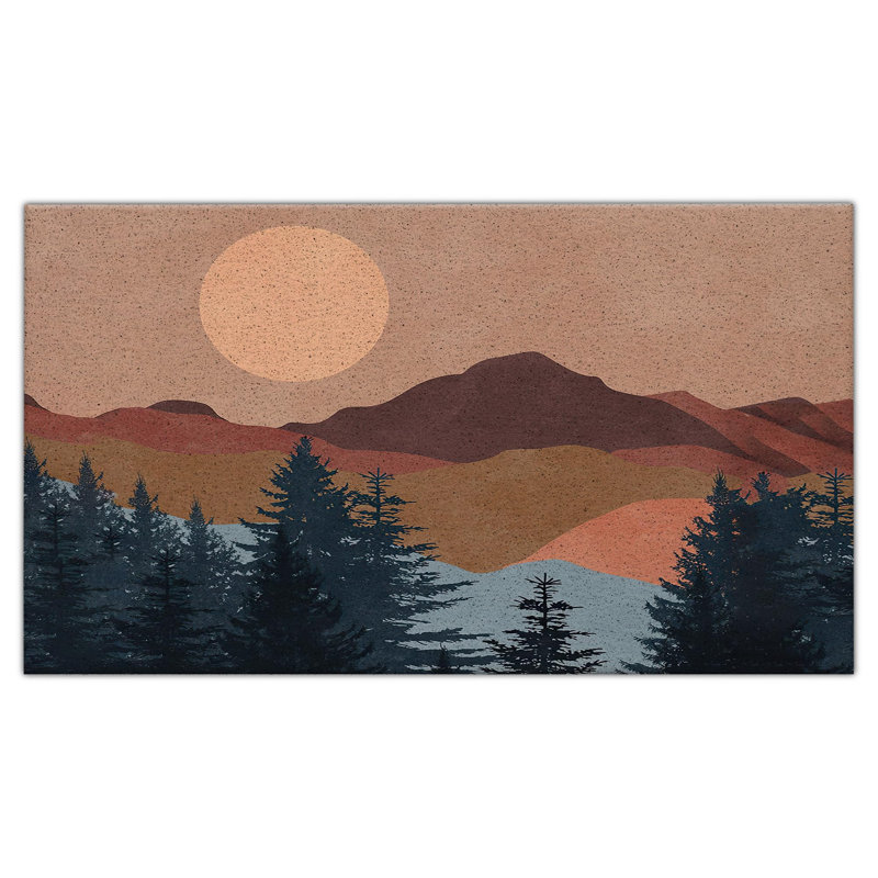 Paillasson antidérapant abstrait Boho Sun Sunset Mountain