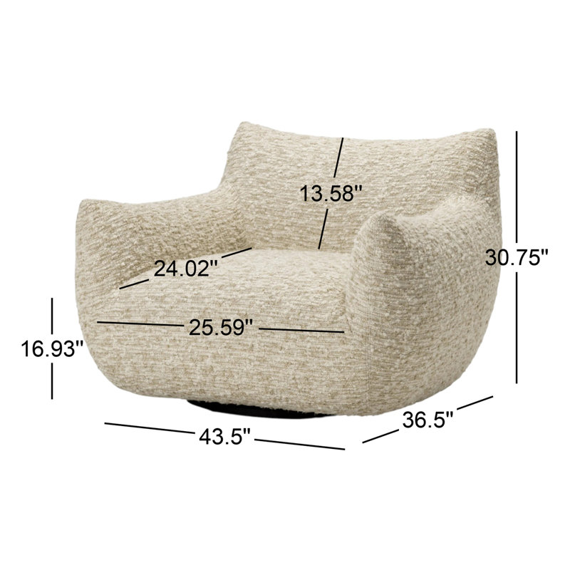 Margot Swivel Armchair, Solema Cream Boucle
