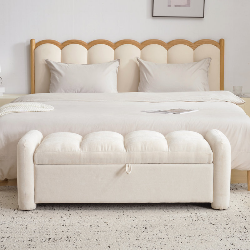 Banc de rangement surdimensionné de style moderne, Chenille beige