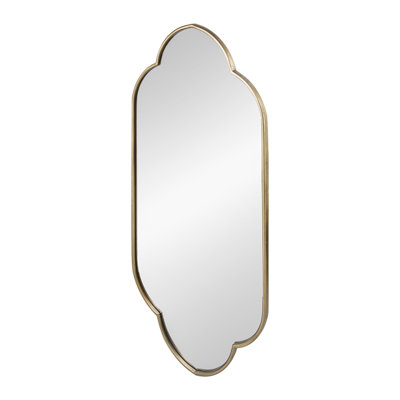 22.4" X 1" X 48" Champagne Gold Decorative Wall Mirror With Notched Edges