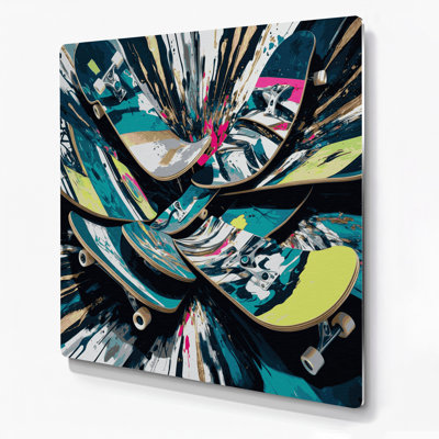 Transportation Skateboard and longboard designs Gray Metal Wall Art