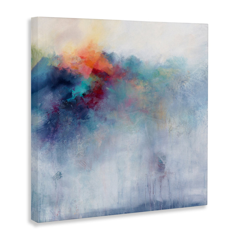 Toile abstraite colorée en cascade, design par Karen Hale, H 17 po x l 17 po
