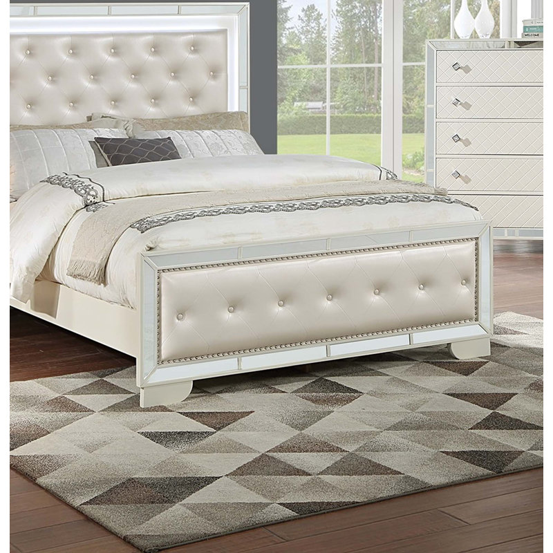 Elegant Tufted Bed Frame with Integrated LED Lighting