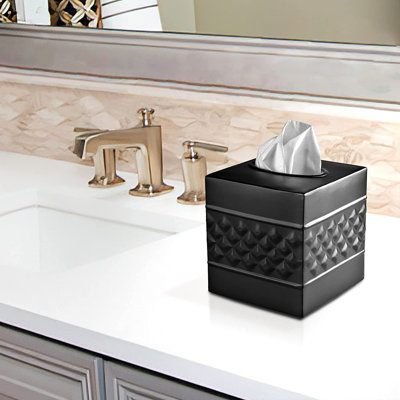 Geometric Embossed Metal Tissue Box Cover