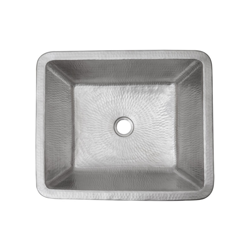 19" Rectangle Skirted Vessel Hammered Copper Sink,  Nickel