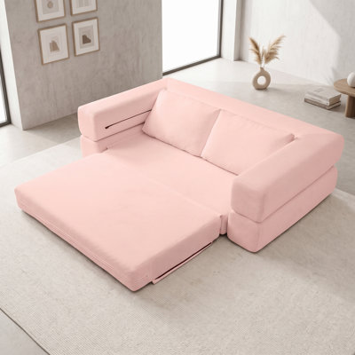 Canapé-lit futon convertible en velours côtelé sans os de 81 pouces, aucun assemblage requis