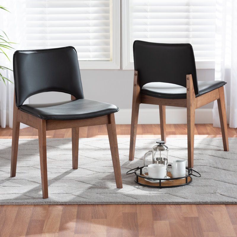 Charmica 18.1'' H Faux Leather Upholstered Side Chair, Black