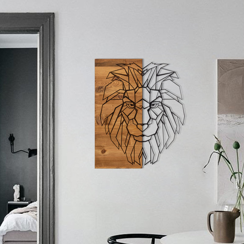Élégant accessoire mural décoratif en bois, finition noire et noyer, 18,7 po x 22,8 po | Cadre 100% métal (épaisseur: 0,05 po) et dossier 100% bois (épaisseur: 1,2 po) | Parfait pour la décoration intérieure et l'esthétique moderne