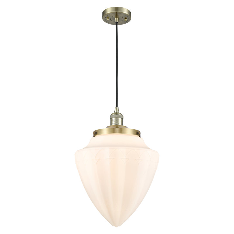 Luminaire suspendu simple à 1 lumière, Laiton antique