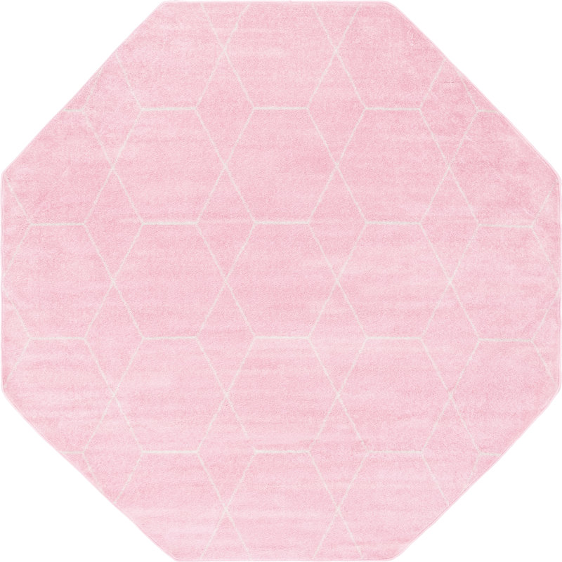 Debrodie Geometric Area Rug, Octagon 7'10" x 7'10", Pink