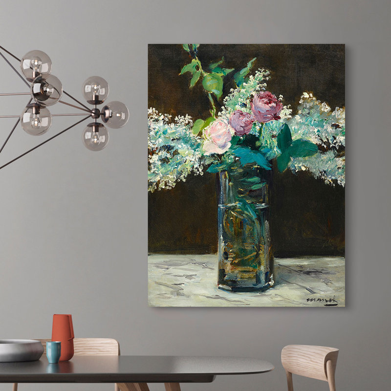 Vase Of White Lilacs And Rose by Edouard Manet - Wrapped Canvas Art Prints, 80cm H x 60cm W x 4cm D