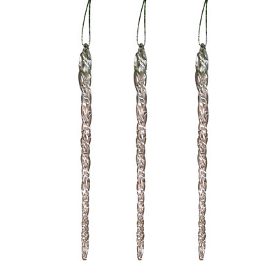 20 Pack Hanging Glass Icicle Ornaments Set of 3