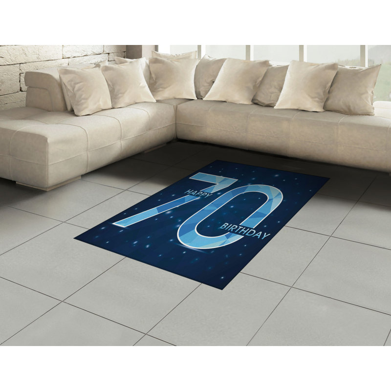Tapis bleu marine 70th birthday, Rectangle— 4 pi x 5 pi 8 po
