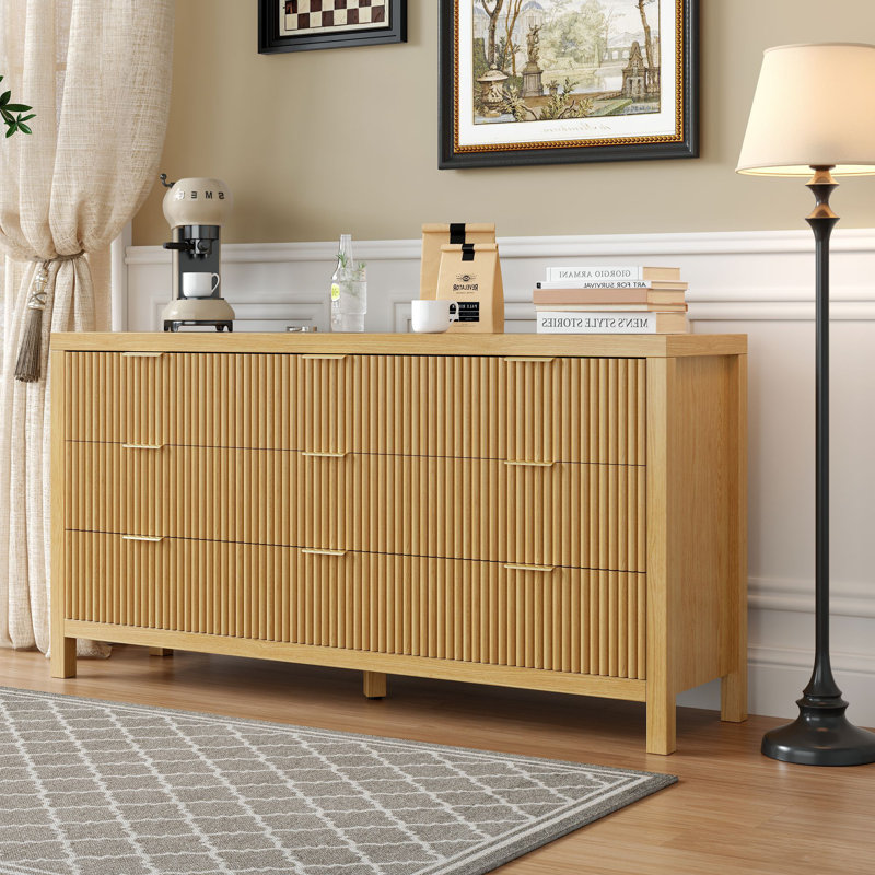 Commode 9 tiroirs l 59 po, Naturel