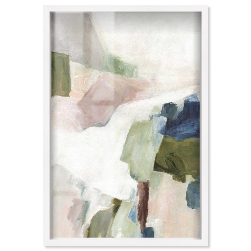 Grande décoration murale «Silent Greens Shadowbox» par Art Remedy, cadre blanc, 24 x 36, H 37 po x l 25 po, Cadre blanc