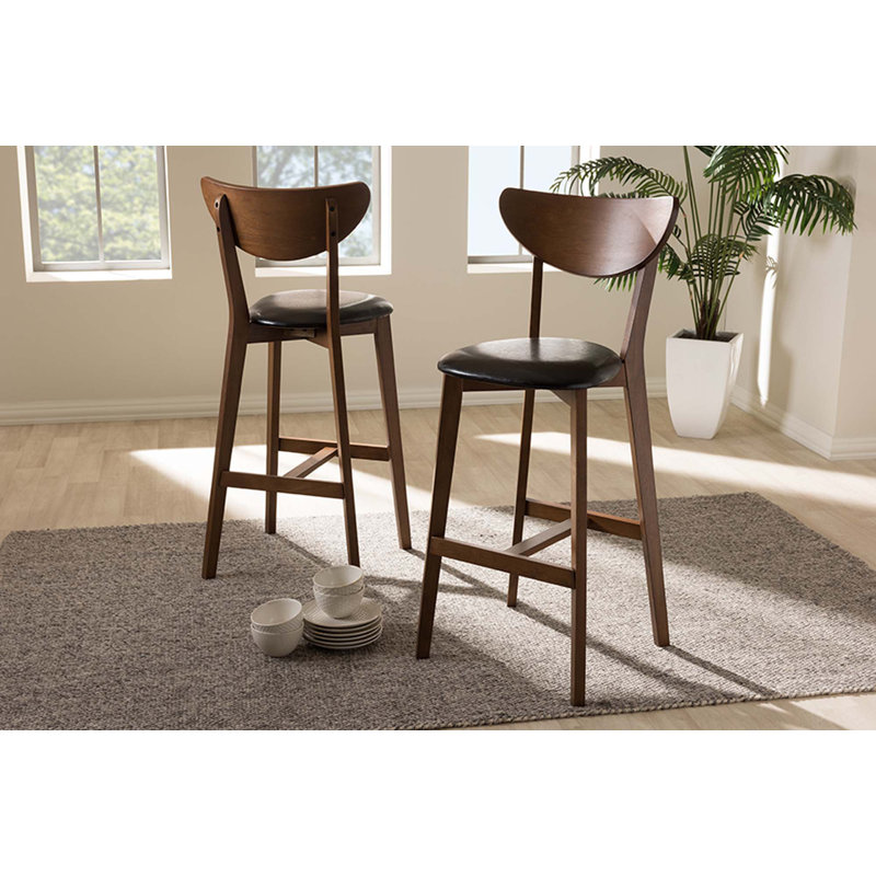 Horan Upholstered Faux Leather Counter Stool with Solid Wood Frame, Bar Stool (28” Seat Height)