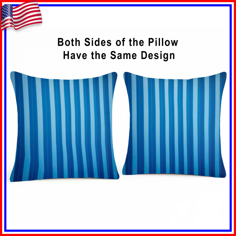 Blue Vertical Stripes Double Sided Throw Pillows, 26 x 26 inches