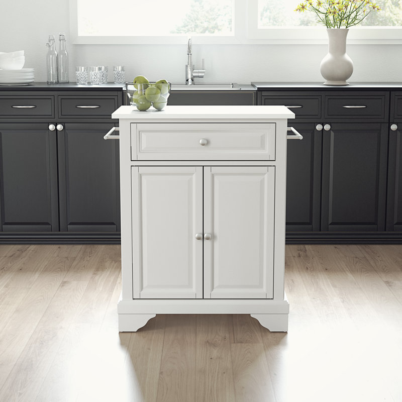 Chariot de cuisine avec plateau en granite Apolonia, Blanc