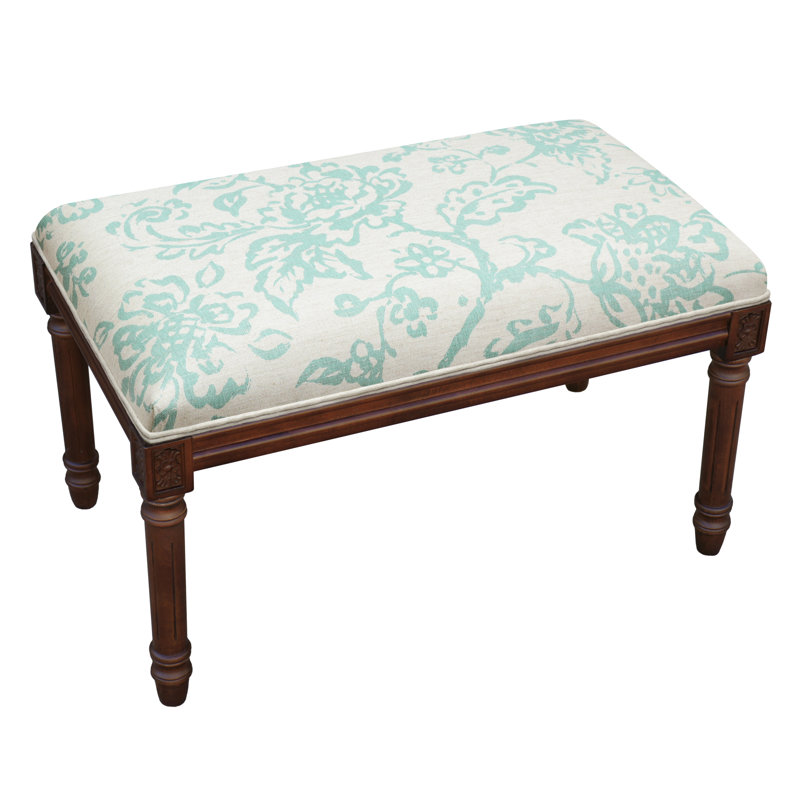 Banc en bois massif Cambel, Noyer / aqua peinte peinte