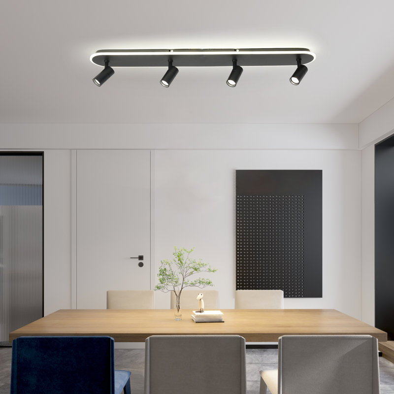 Black Led Adjustable Fixed Track Lighting Head, Black