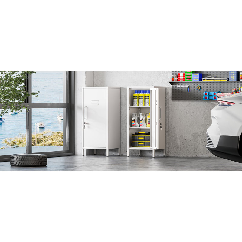 Armoire de rangement en métal H 47,24 po, casier de bureau en acier avec 3 tablettes réglables, Blanc