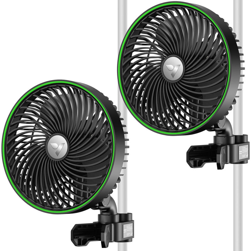 Ventilateur à pince oscillante 10 po VIVOSUN, Noir/vert