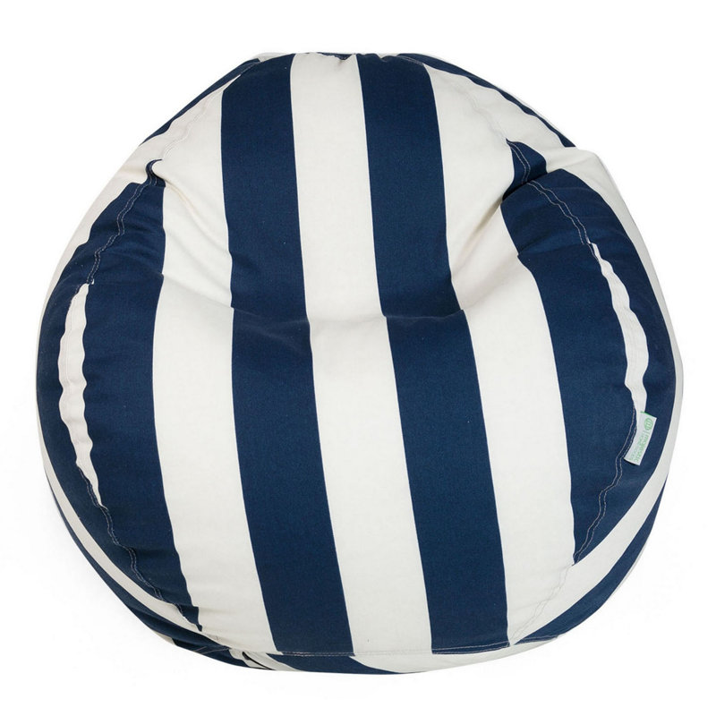 Fauteuil à billes et chaise longue standard pour l'extérieur, Bleu marine / crème, H 23 po x l 35 po x P 35 po