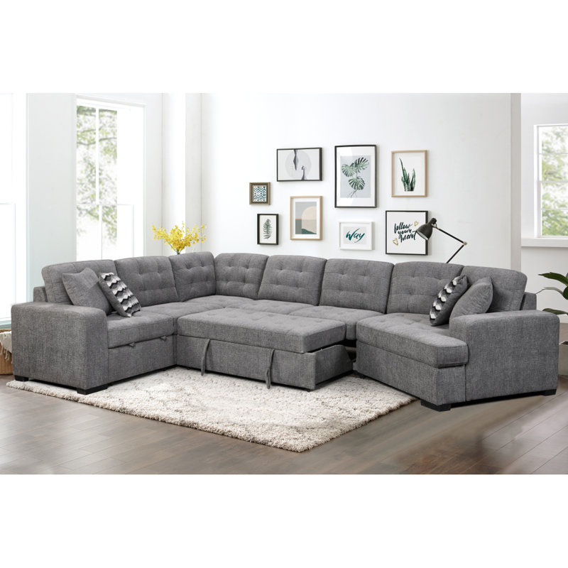 Canapé modulaire rembourré en U de 149 po Modern Modern, Gris