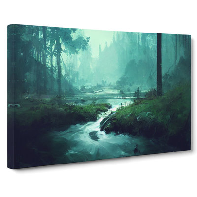 Enigmatic Forest Stream - Wrapped Canvas