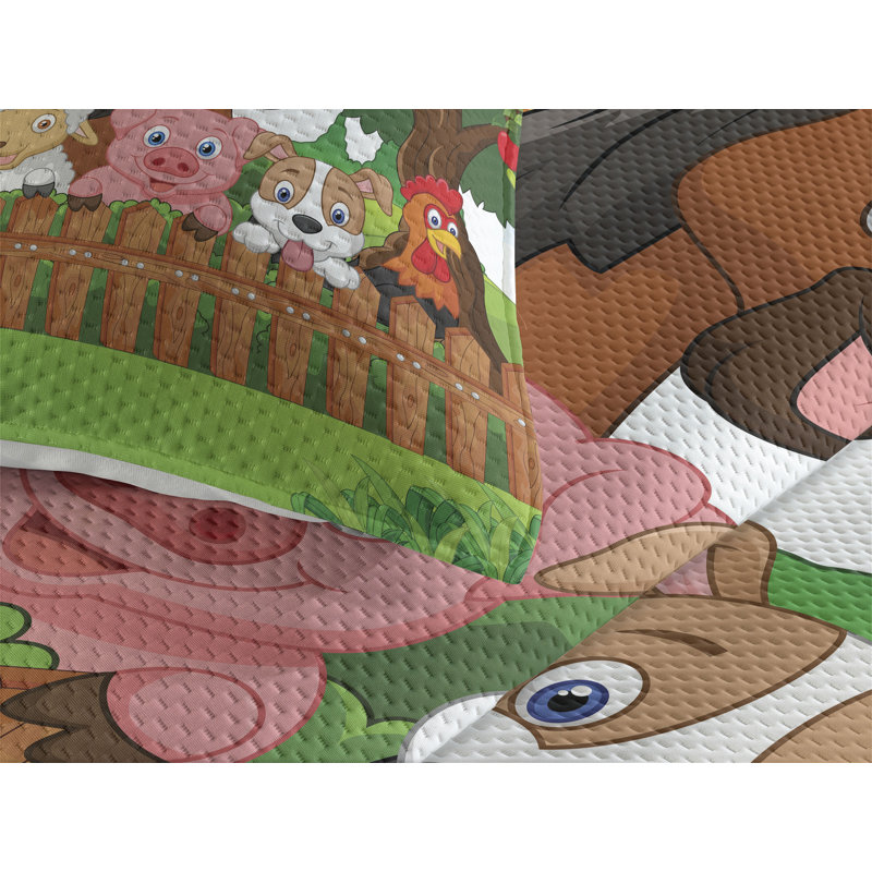 Cartoon Polyester Coverlet, King Bedspread + 2 Shams