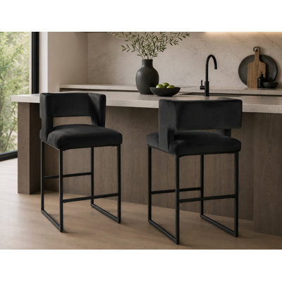 Tabouret à hauteur de comptoir rembourré 27 "avec structure en métal Farnsworth 