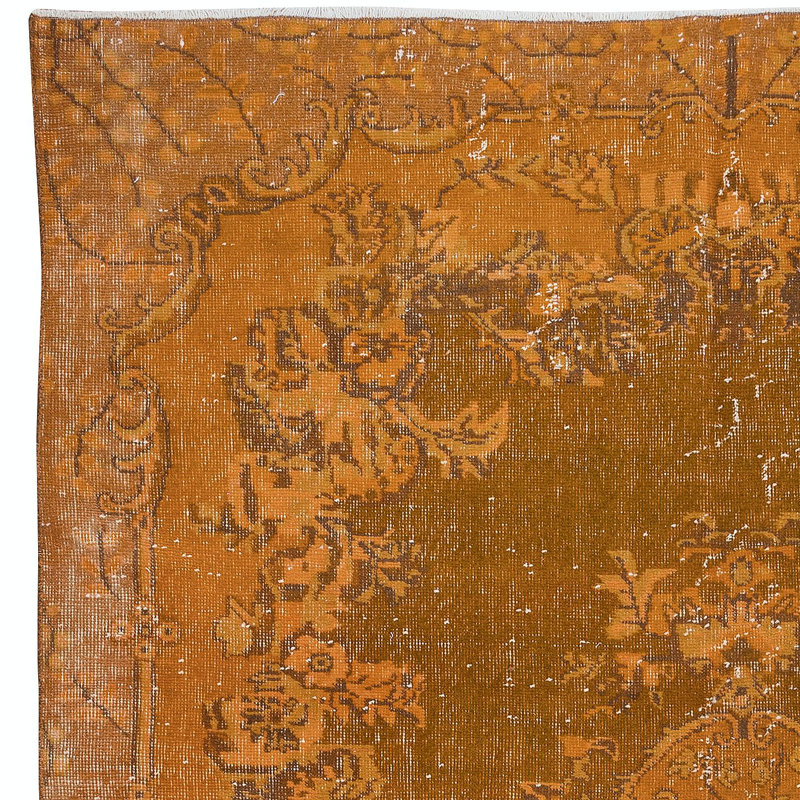Tapis turc noué à la main orange traditionnel 6,6 x 10,6 pi pour intérieurs modernes