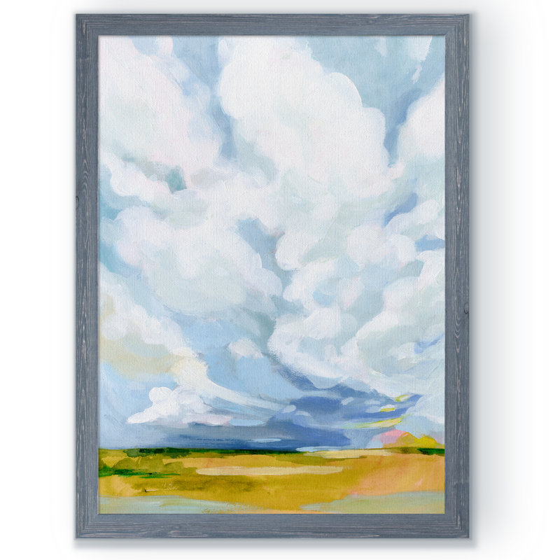 «Lucid Skies I» par Paul Cezanne - reproduction d'art encadrée, H 22 po x l 30 po x P 1 po, Cadre de toile gris