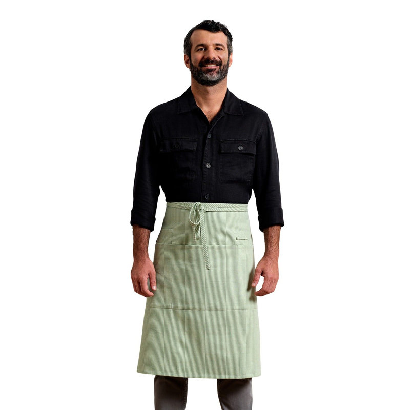 Bistro Apron with Pockets, Pinstriped Sage Green